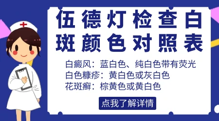 伍德氏灯检查白斑颜色对照